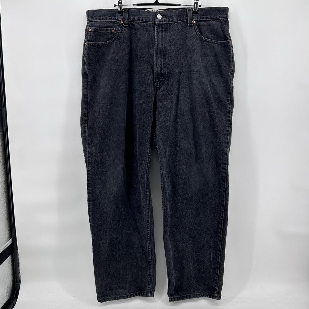 Levis 550 Jeans Mens 42x32‎ Black Denim Relaxed Fit Straight Leg Faded